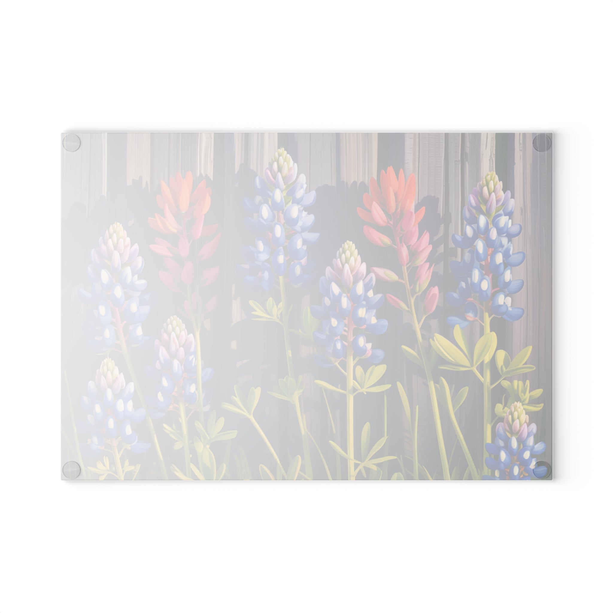 Bluebonnet and Indian Paintbrush Glass Cutting Board | Floral Kitchen Decor