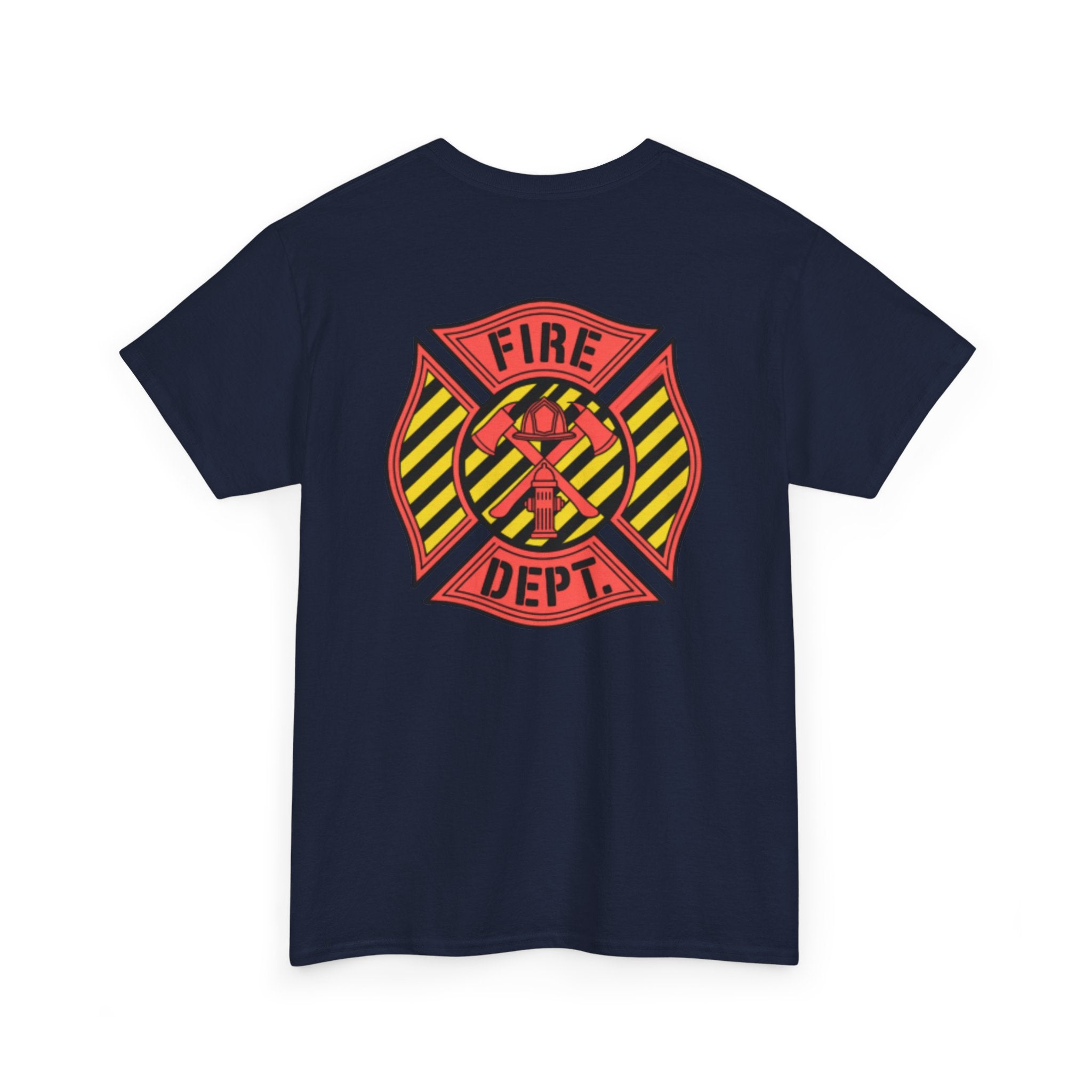 Fire Dept Maltese Cross T-Shirt — Firefighter Tee with Back Graphic
