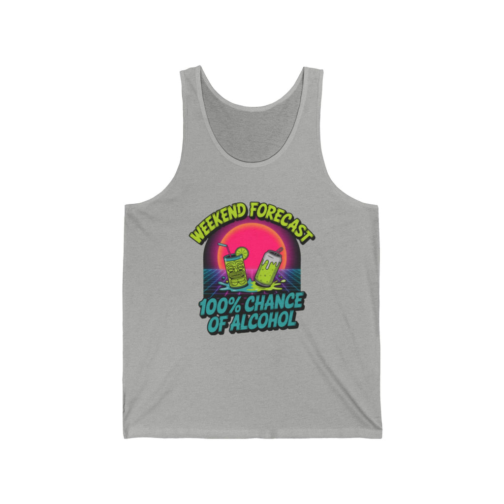 Weekend Forecast 100% Chance of Alcohol Tank, Summer Graphic Tank