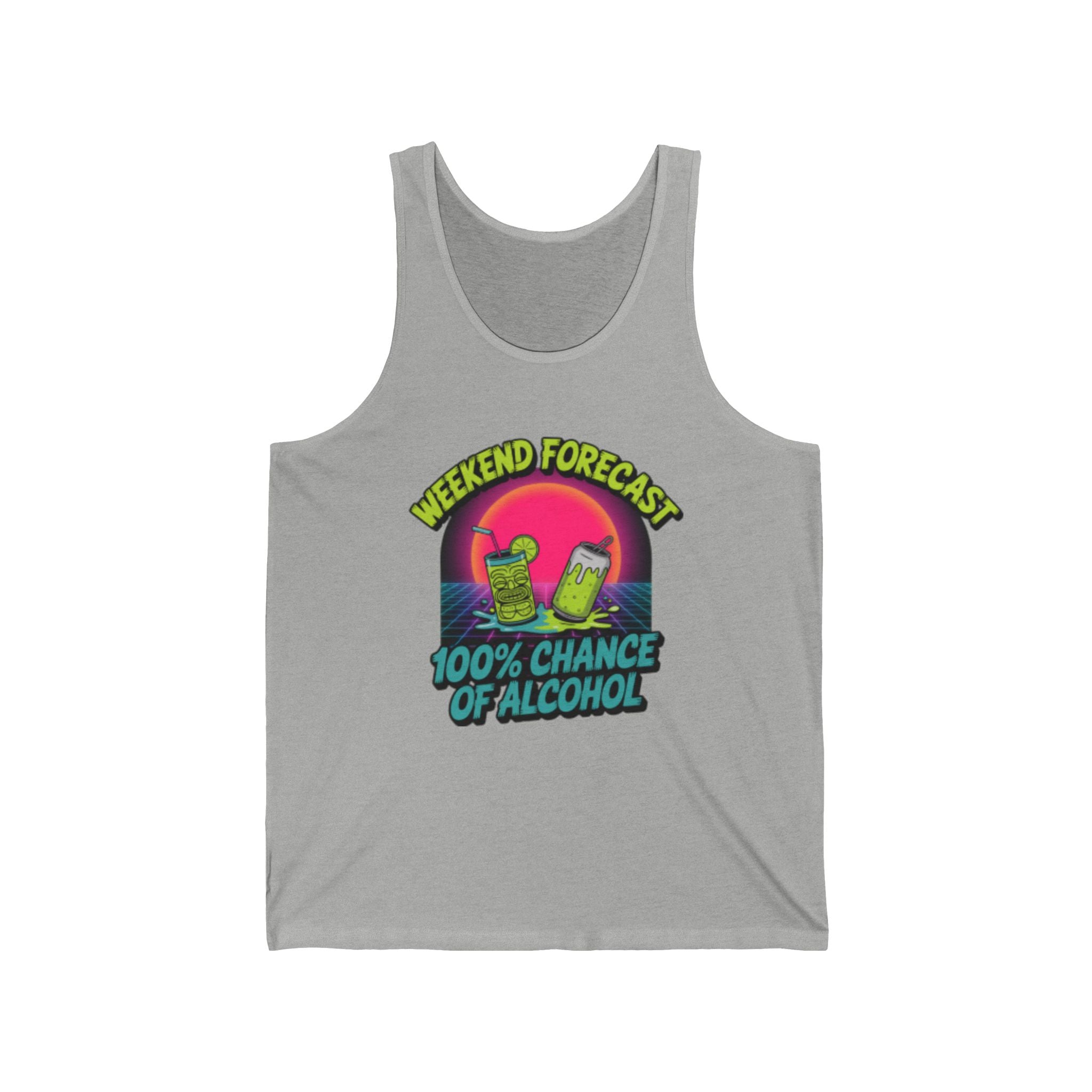 Weekend Forecast 100% Chance of Alcohol Tank, Summer Graphic Tank
