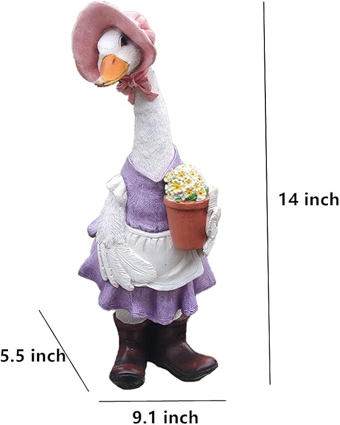 Gardener Duck Couple Garden Statue – Female