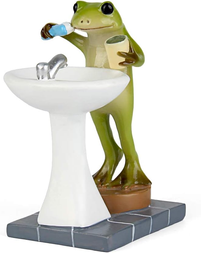 Brushing Frog Statue 3.3"
