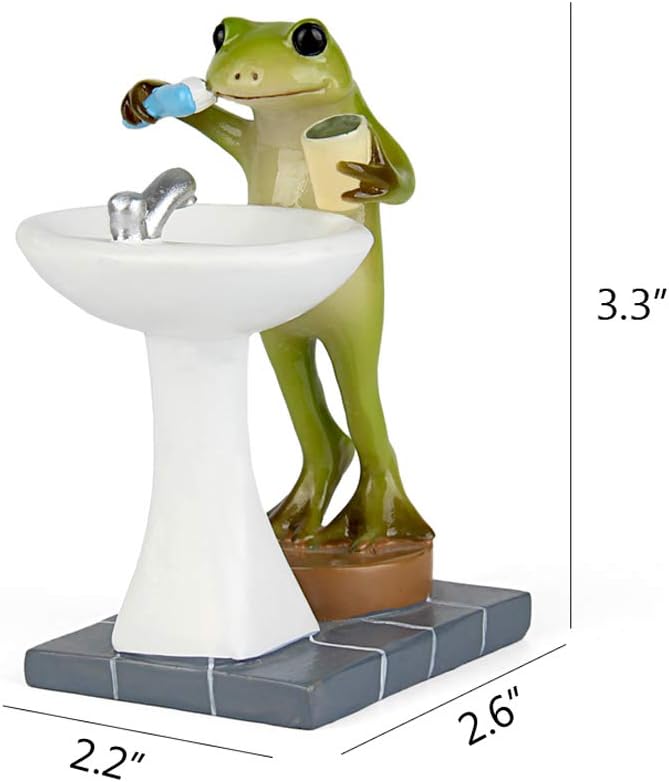 Brushing Frog Statue 3.3"