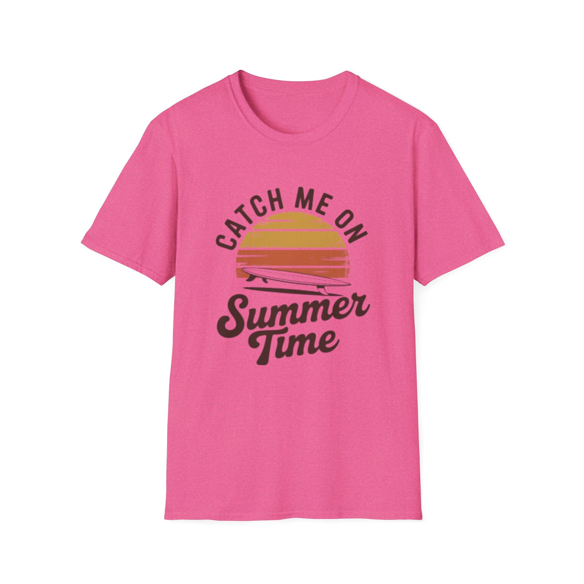 Catch Me On Summer Time T-Shirt | Retro Sunset Surf Plane Tee