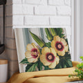 Yellow Hibiscus Floral Glass Cutting Board | Botanical Kitchen Decor