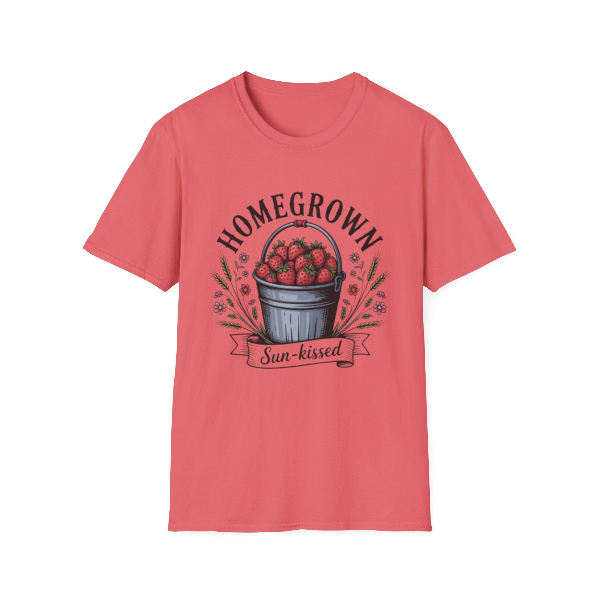Homegrown Strawberries T-Shirt | Bucket of Strawberries, Sun-Kissed