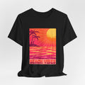 Beach Vibes Retro Sunset Palm Graphic Tee