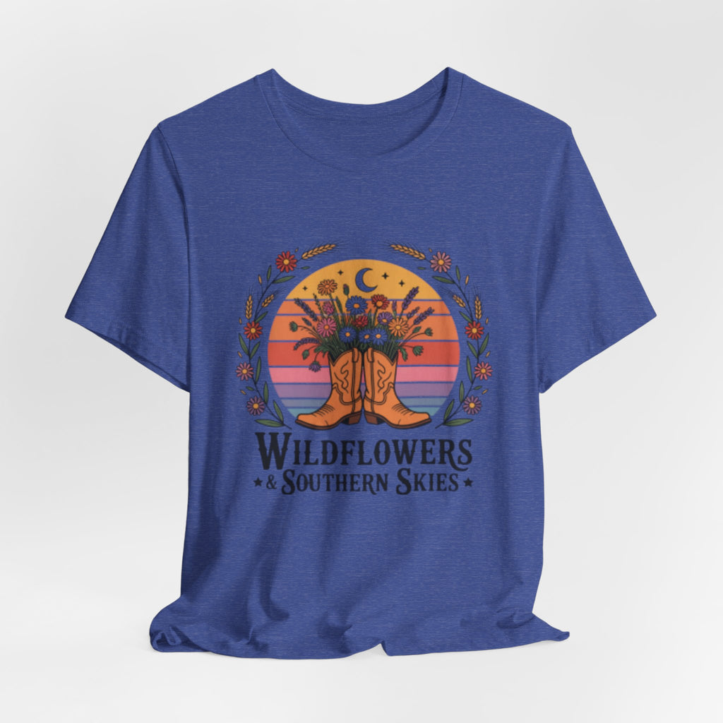 Wildflowers & Southern Skies Cowboy Boots Floral Tee