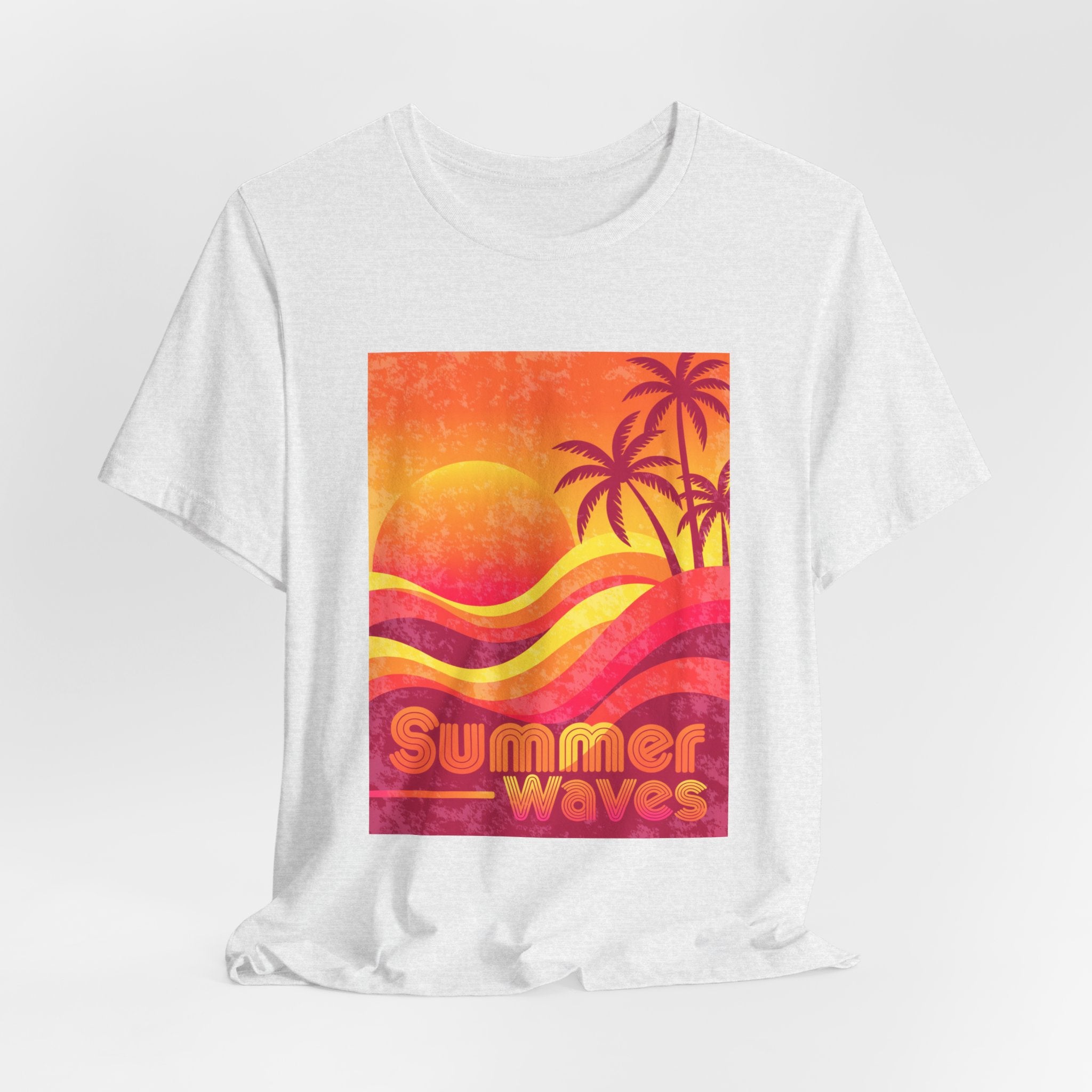 Summer Waves Retro Sunset Palm Beach Tee