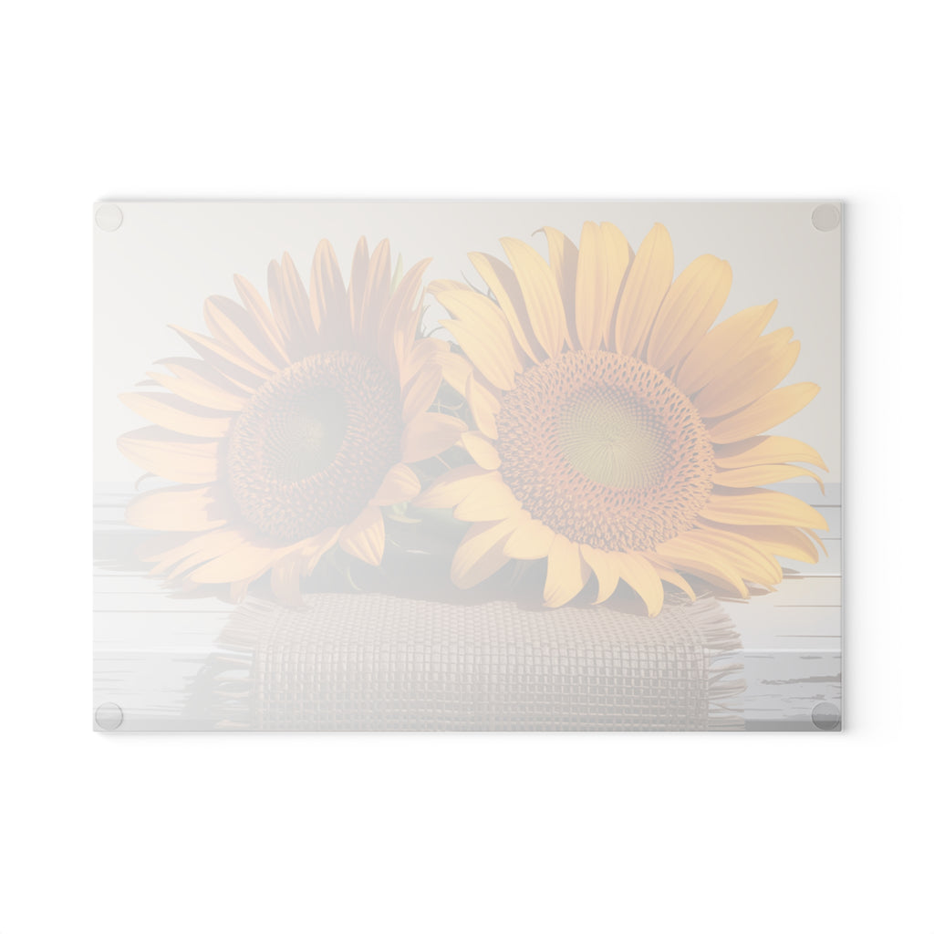 Sunflower Pair Glass Cutting Board | Floral Kitchen Décor
