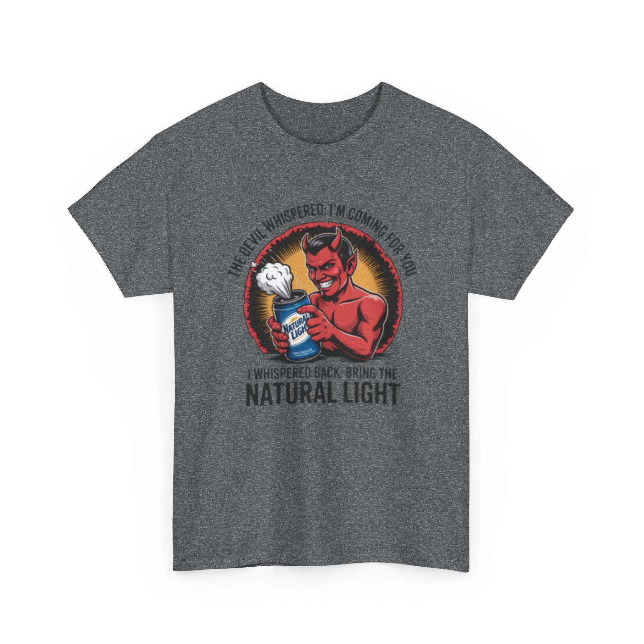 Devil Holding Beer Can, Natty Natural Light Beer T-Shirt | Natural Light Beer
