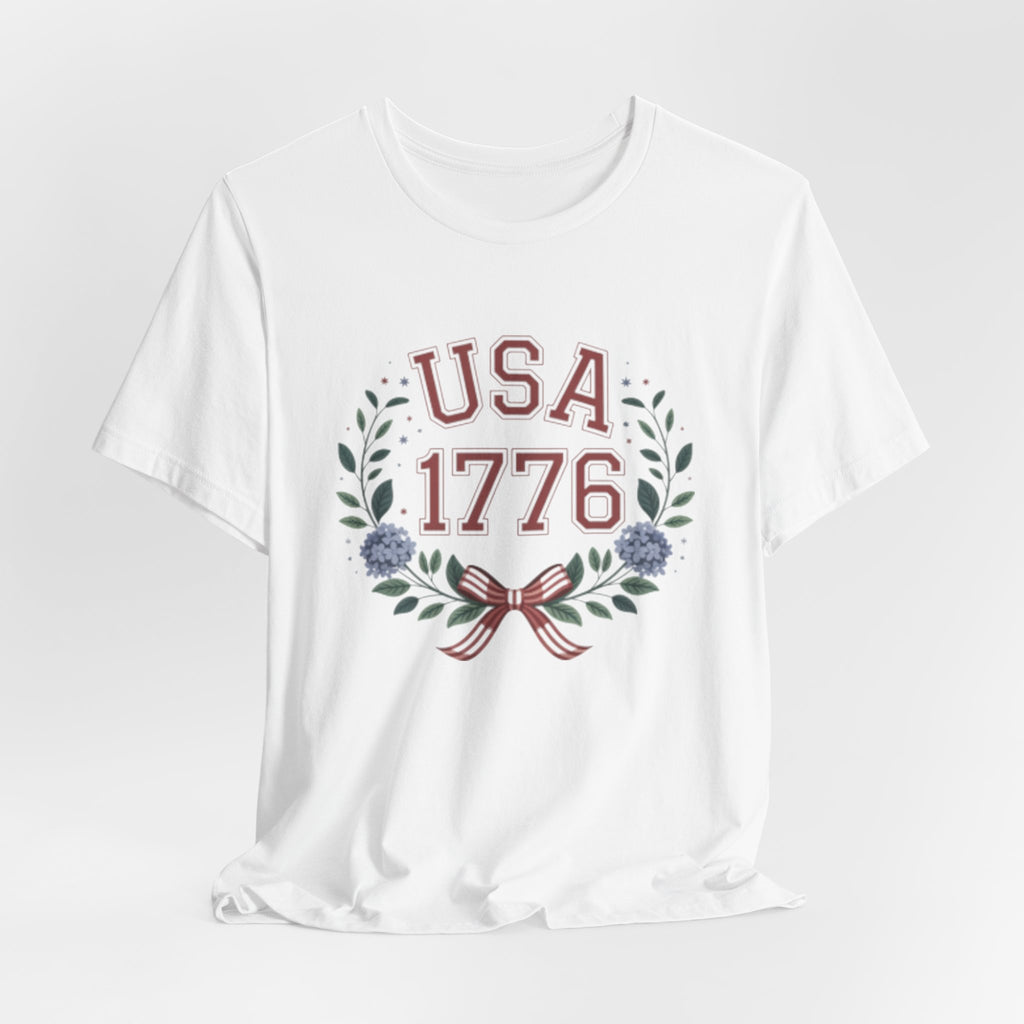 USA 1776 Laurel Wreath Fourth of July Tee | Patriotic Independence Day Shirt