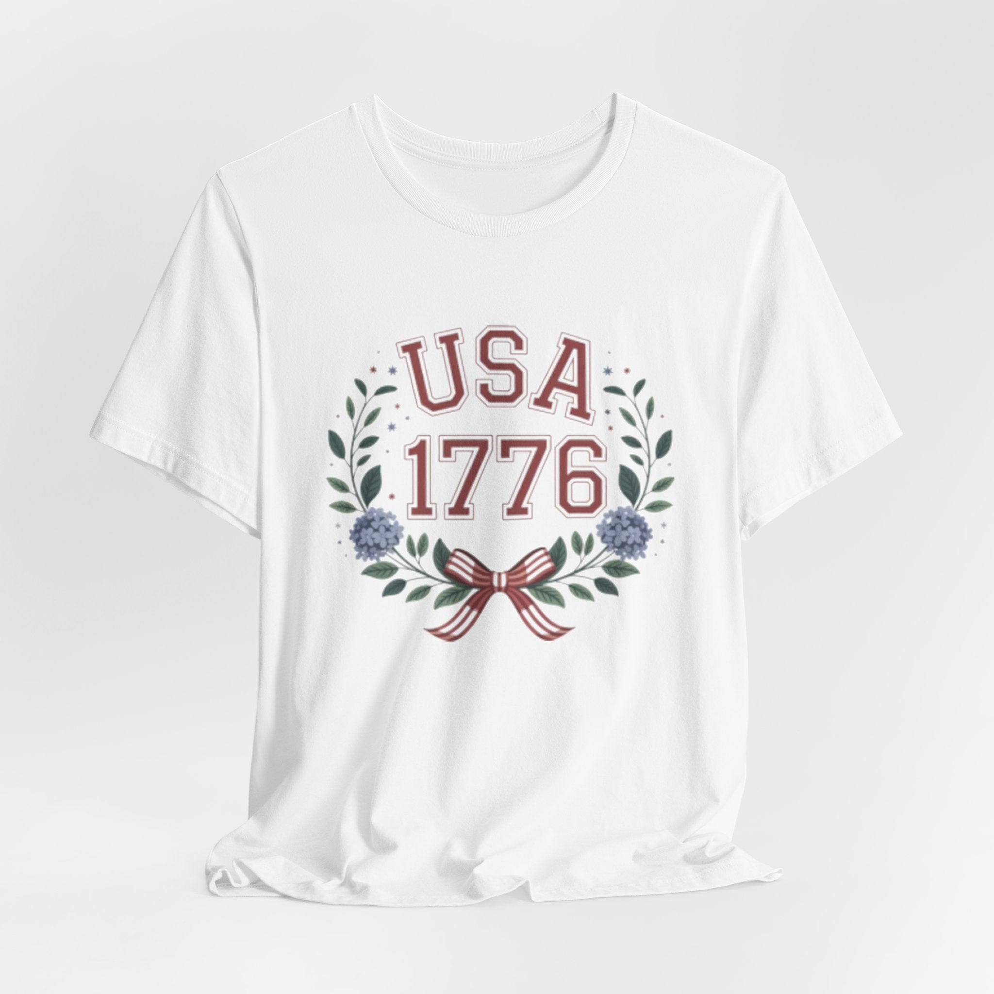 USA 1776 Laurel Wreath Fourth of July Tee | Patriotic Independence Day Shirt