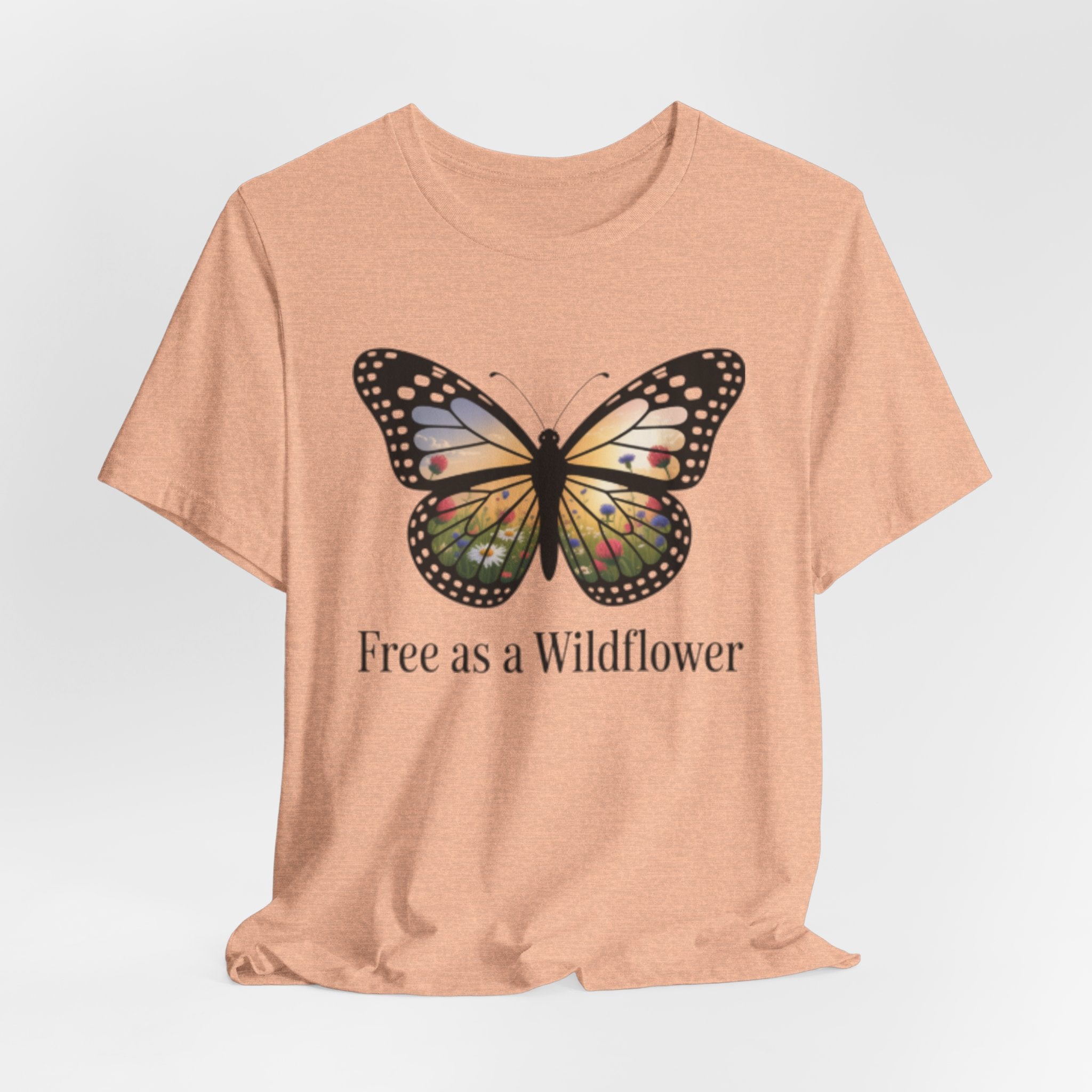 Butterfly “Free as a Wildflower” Tee — Floral Nature Graphic T-Shirt