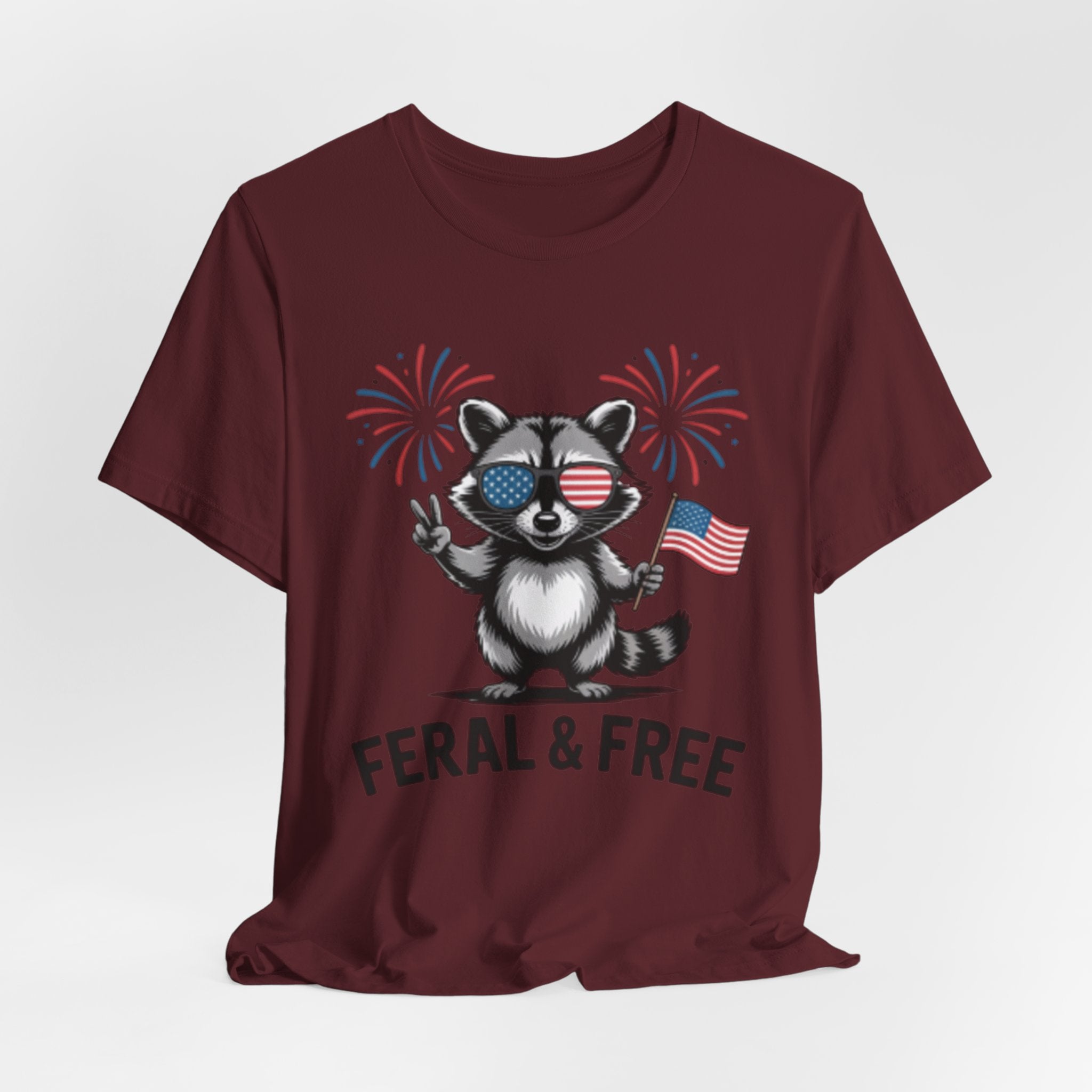 Feral & Free Patriotic Raccoon 4th of July Tee