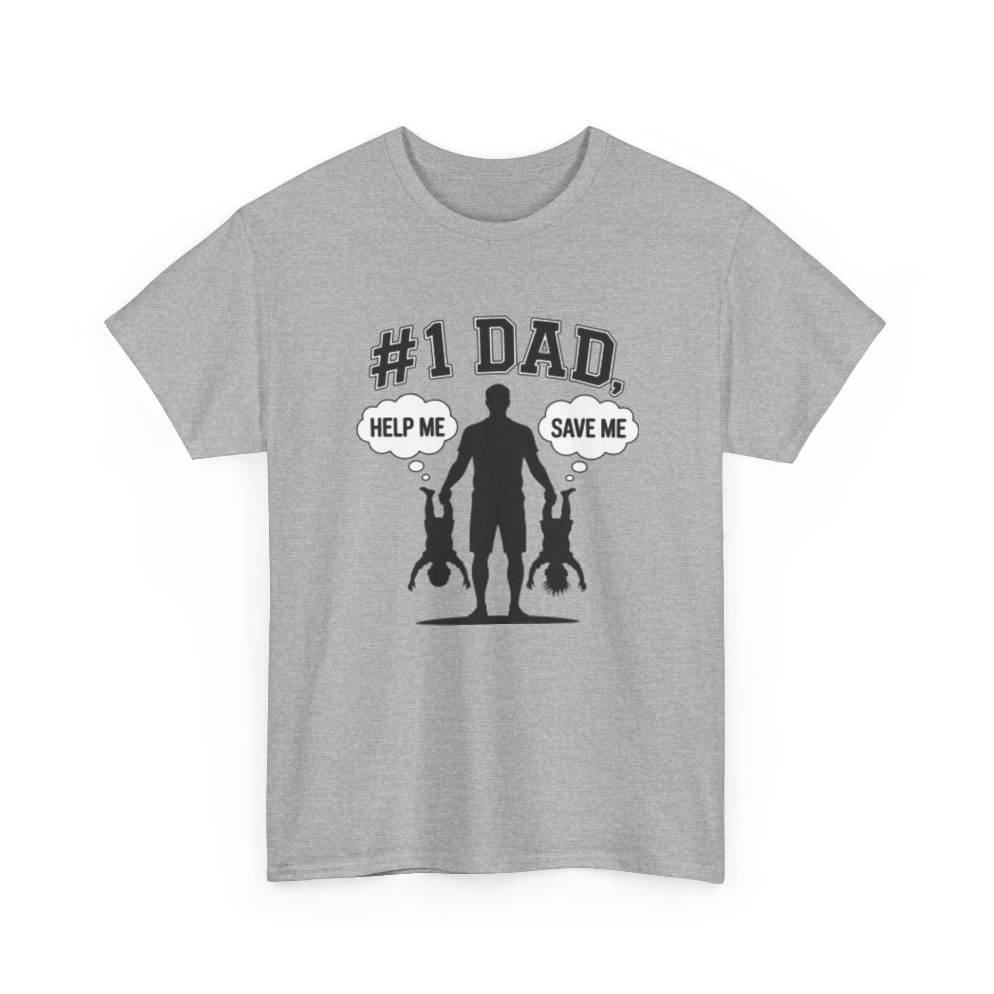 #1 Dad Silhouette T-Shirt | Funny Kids Hanging Help Me Save Me Tee