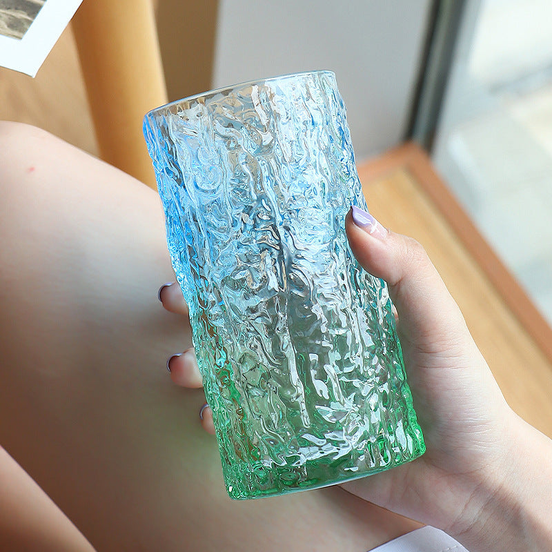 Gradient Tree Pattern Glass Water Cup