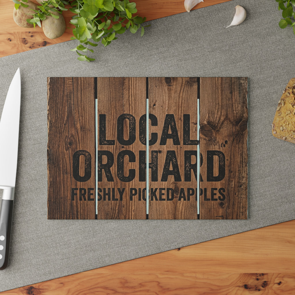 Local Orchard Glass Cutting Board | Freshly Picked Apples Kitchen Decor