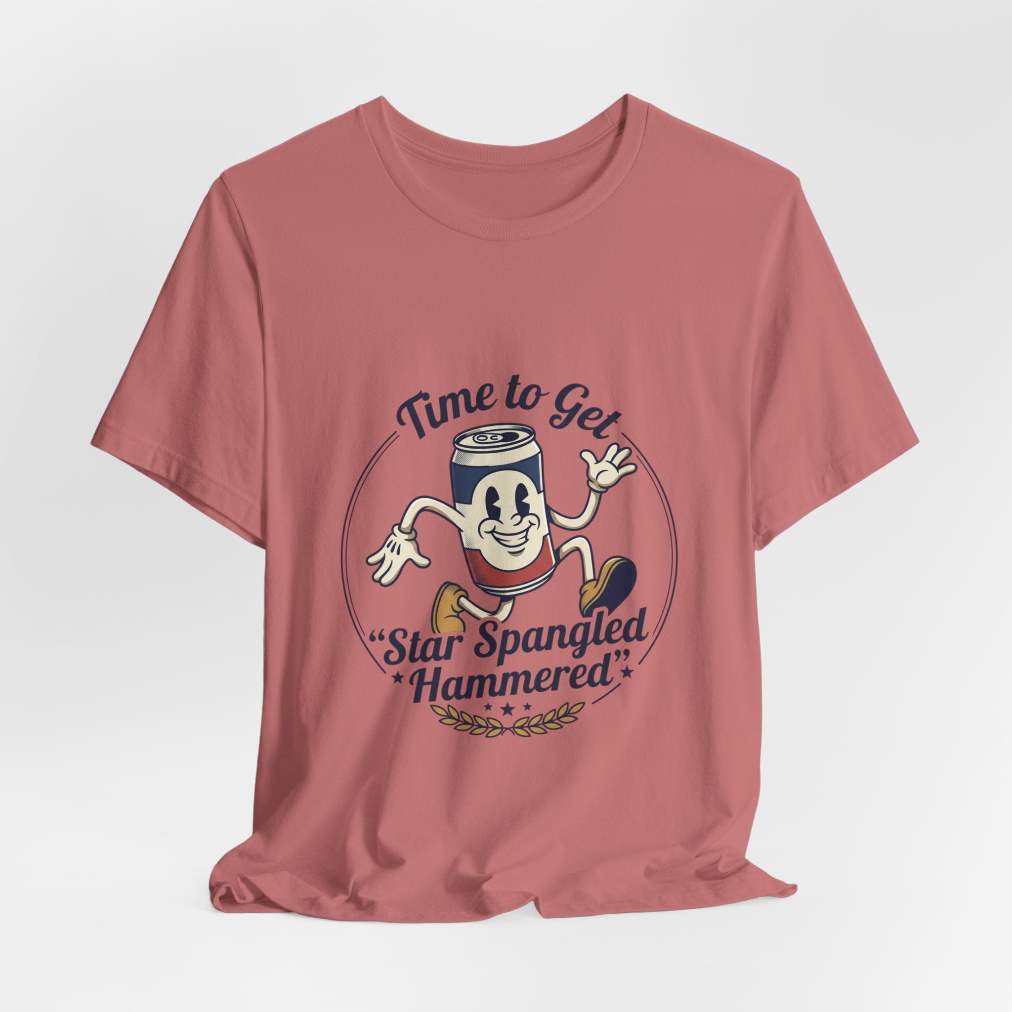 Star Spangled Hammered Beer Can Patriotic Tee