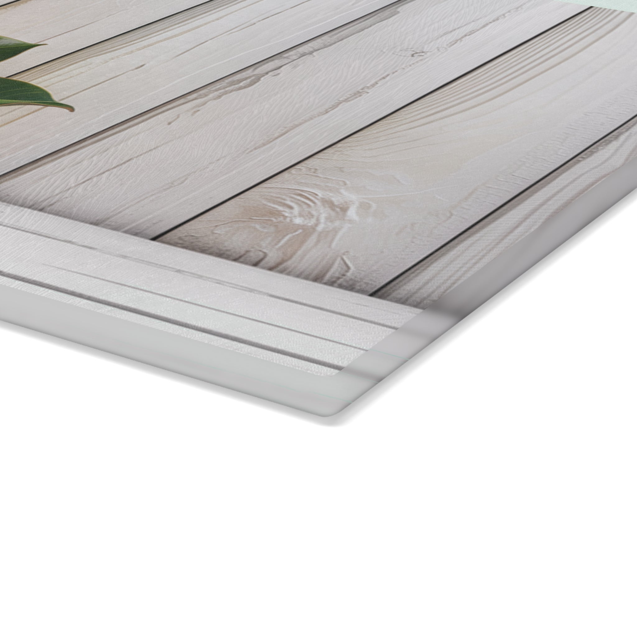 Magnolia Floral Glass Cutting Board | White Wood Plank Background