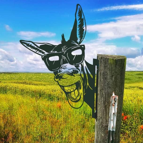 Peeping Donkey Metal Garden Fence Decor