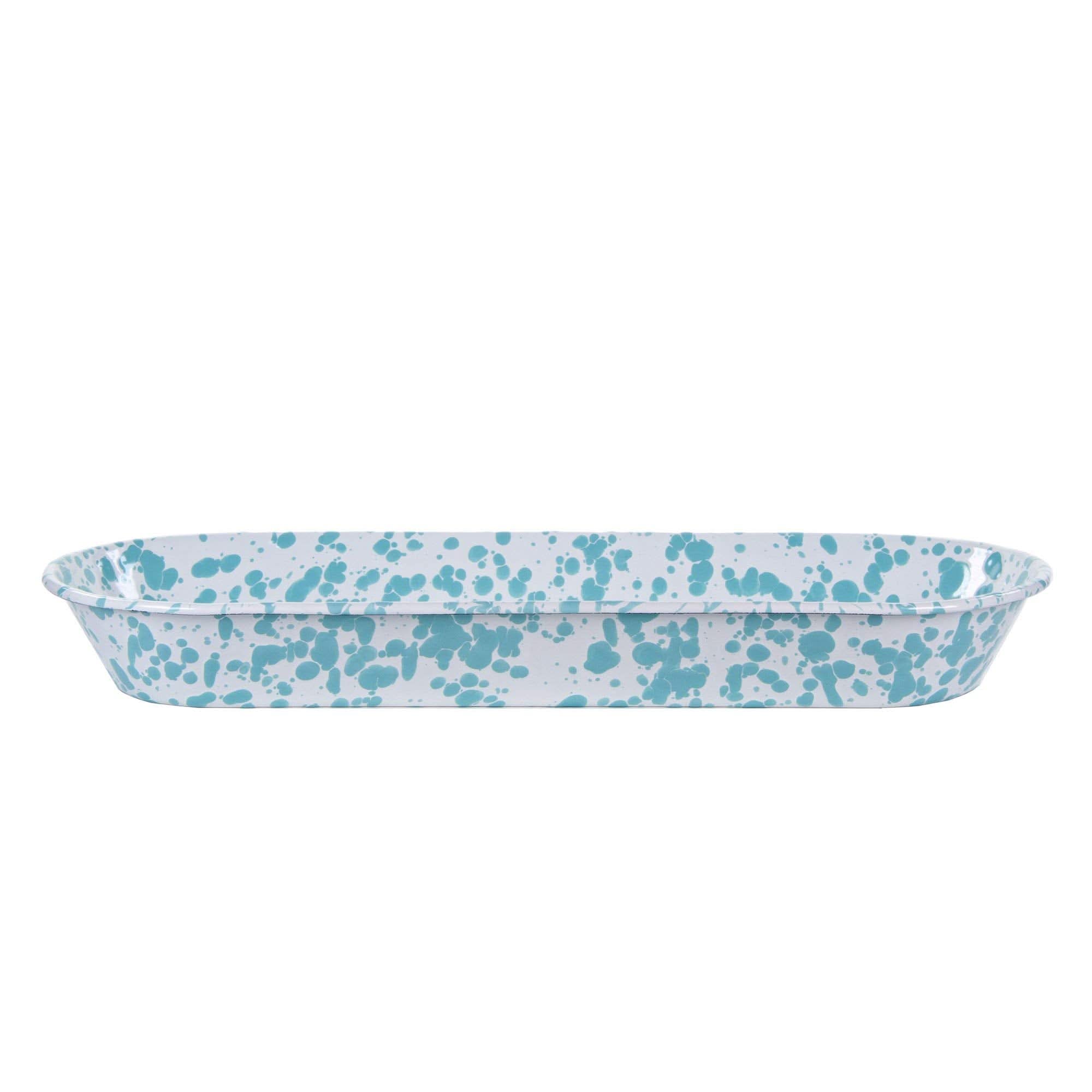 Golden Rabbit Enamelware 16" Oval Basket – Cobalt Swirl