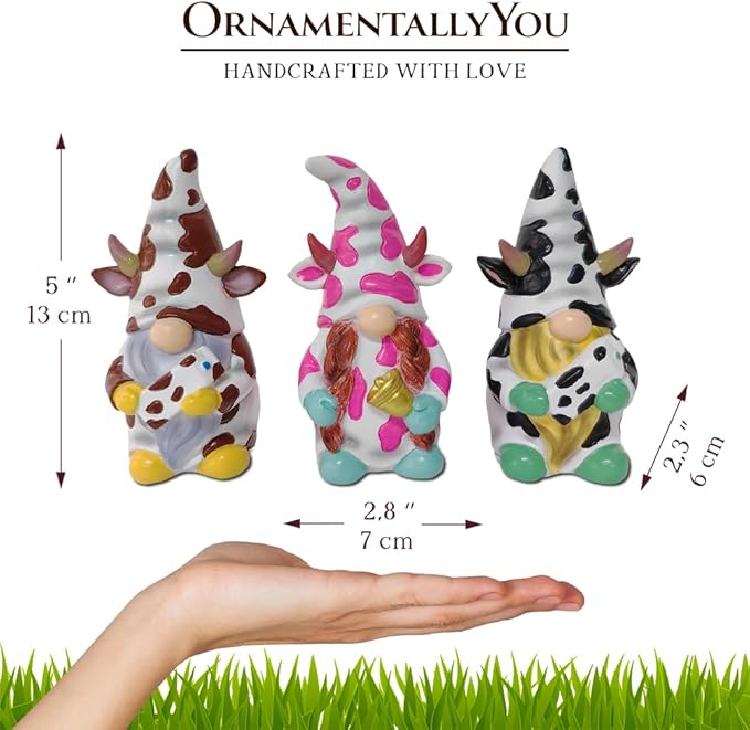 Cow Gnome Trio Mini Garden Statue Set of 3
