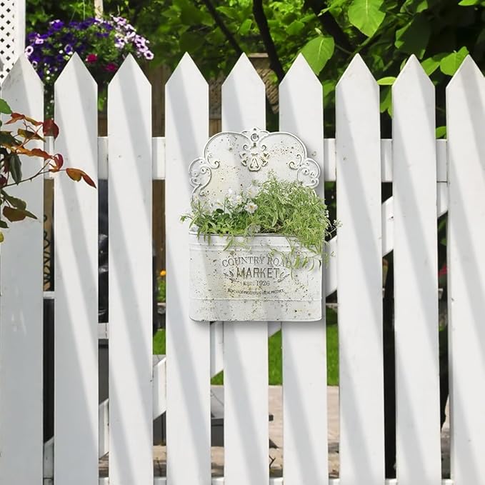 Rustic Shabby Chic Metal Wall Planter