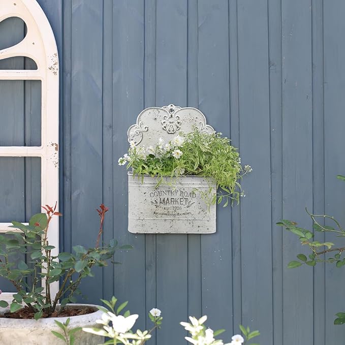 Rustic Shabby Chic Metal Wall Planter
