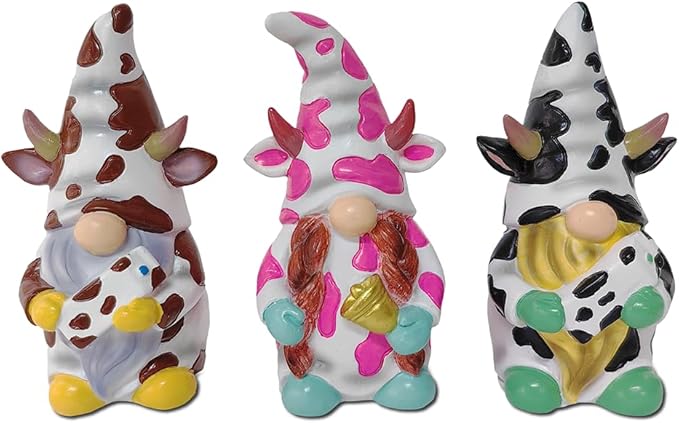 Cow Gnome Trio Mini Garden Statue Set of 3