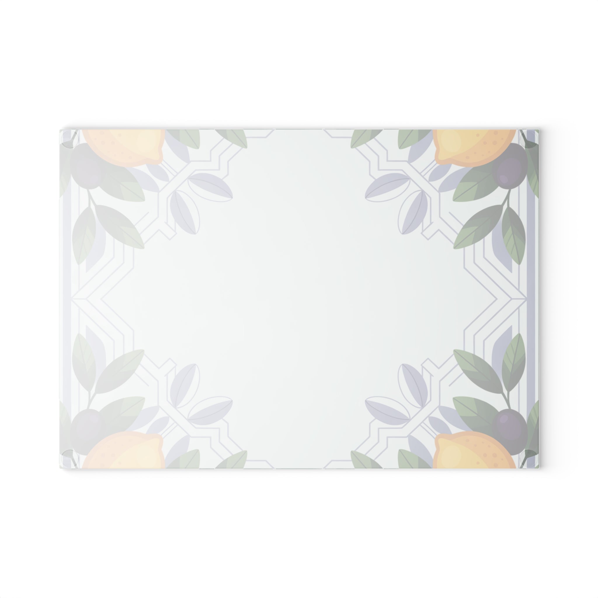 Lemon Olive Border Glass Cutting Board | Decorative Kitchen Chopping Board