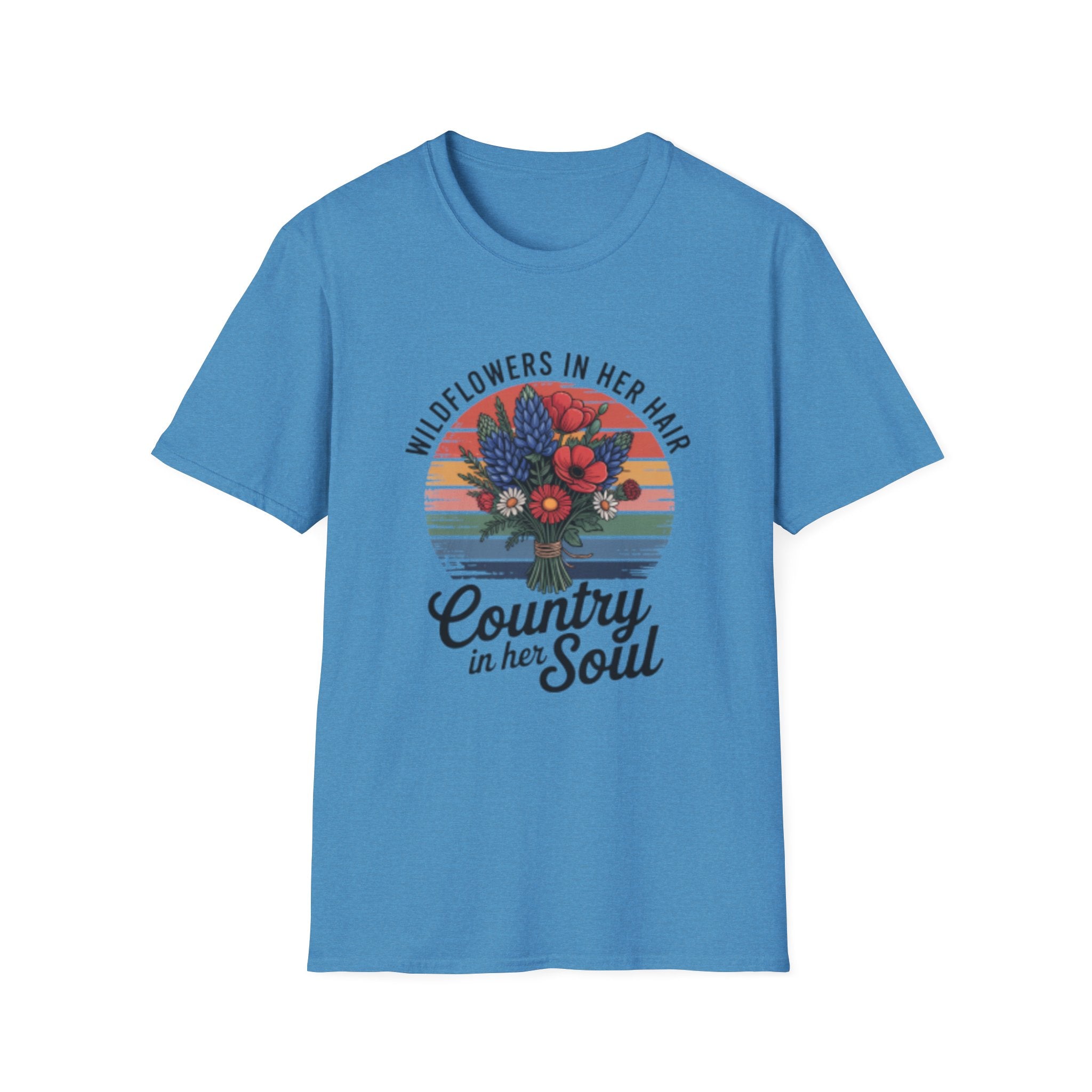 Wildflowers In Her Hair T-Shirt | Country In Her Soul Floral Retro