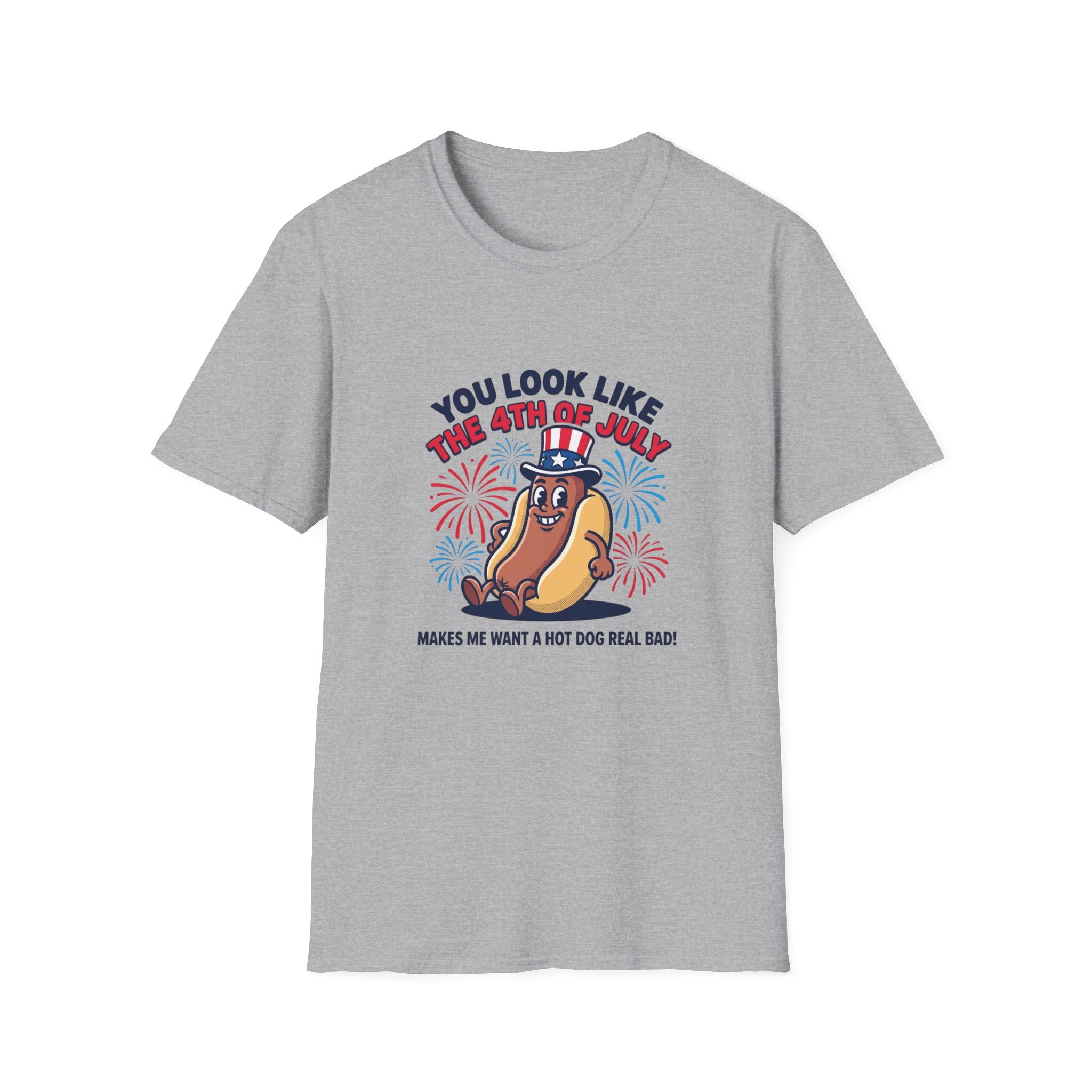4th of July Hot Dog T-Shirt — "You Look Like The 4th of July" Patriotic BBQ Tee
