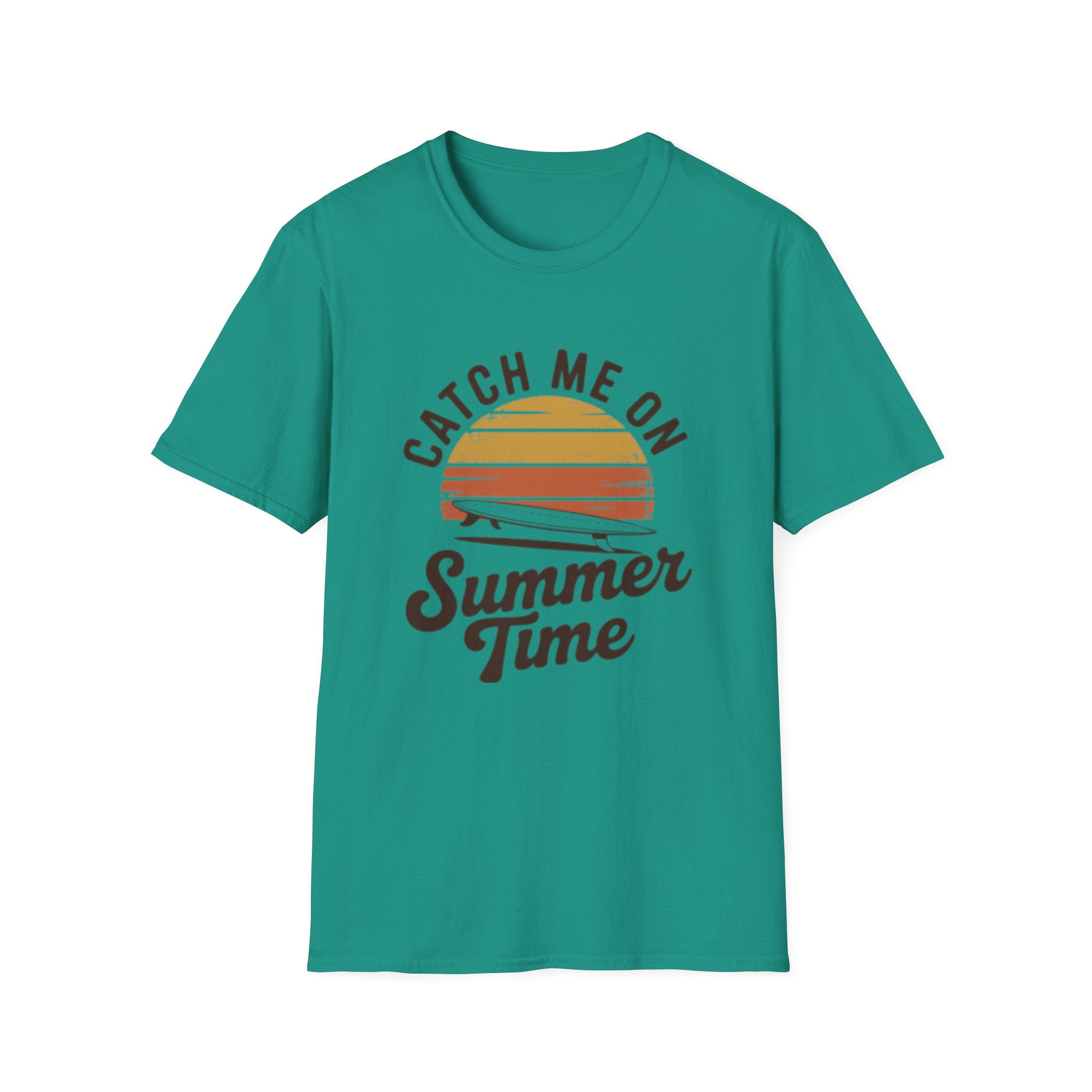 Catch Me On Summer Time T-Shirt | Retro Sunset Surf Plane Tee