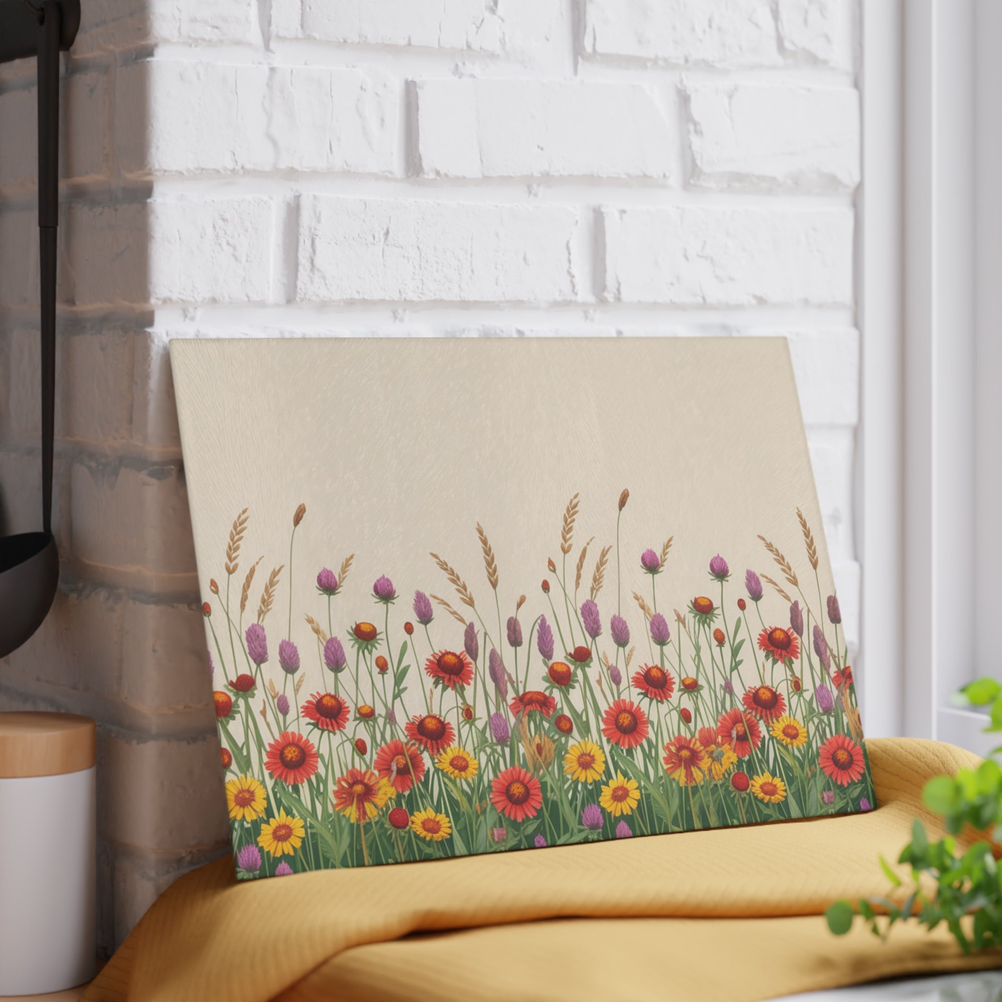 Wildflower Meadow Glass Cutting Board | Floral Kitchen Decor