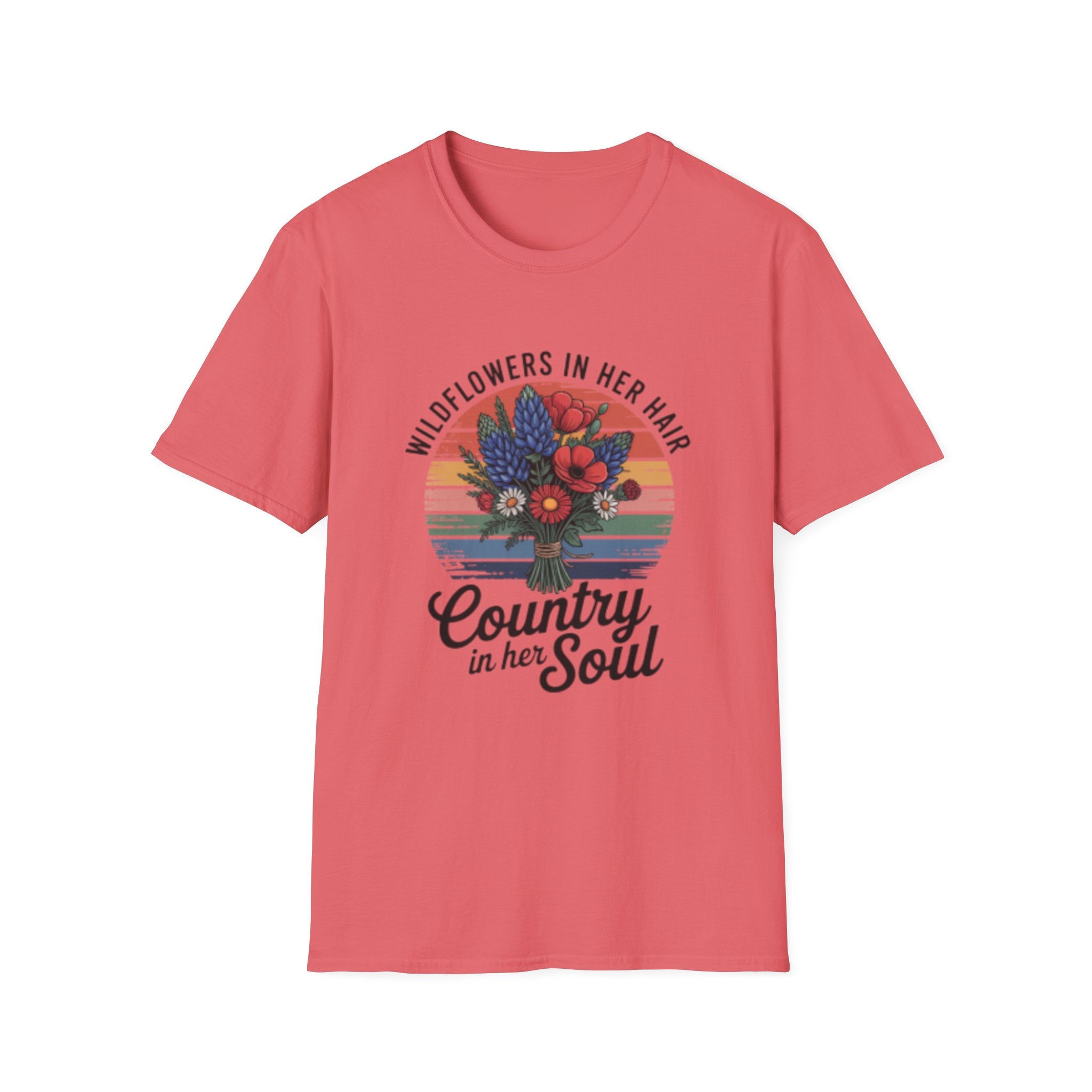 Wildflowers In Her Hair T-Shirt | Country In Her Soul Floral Retro