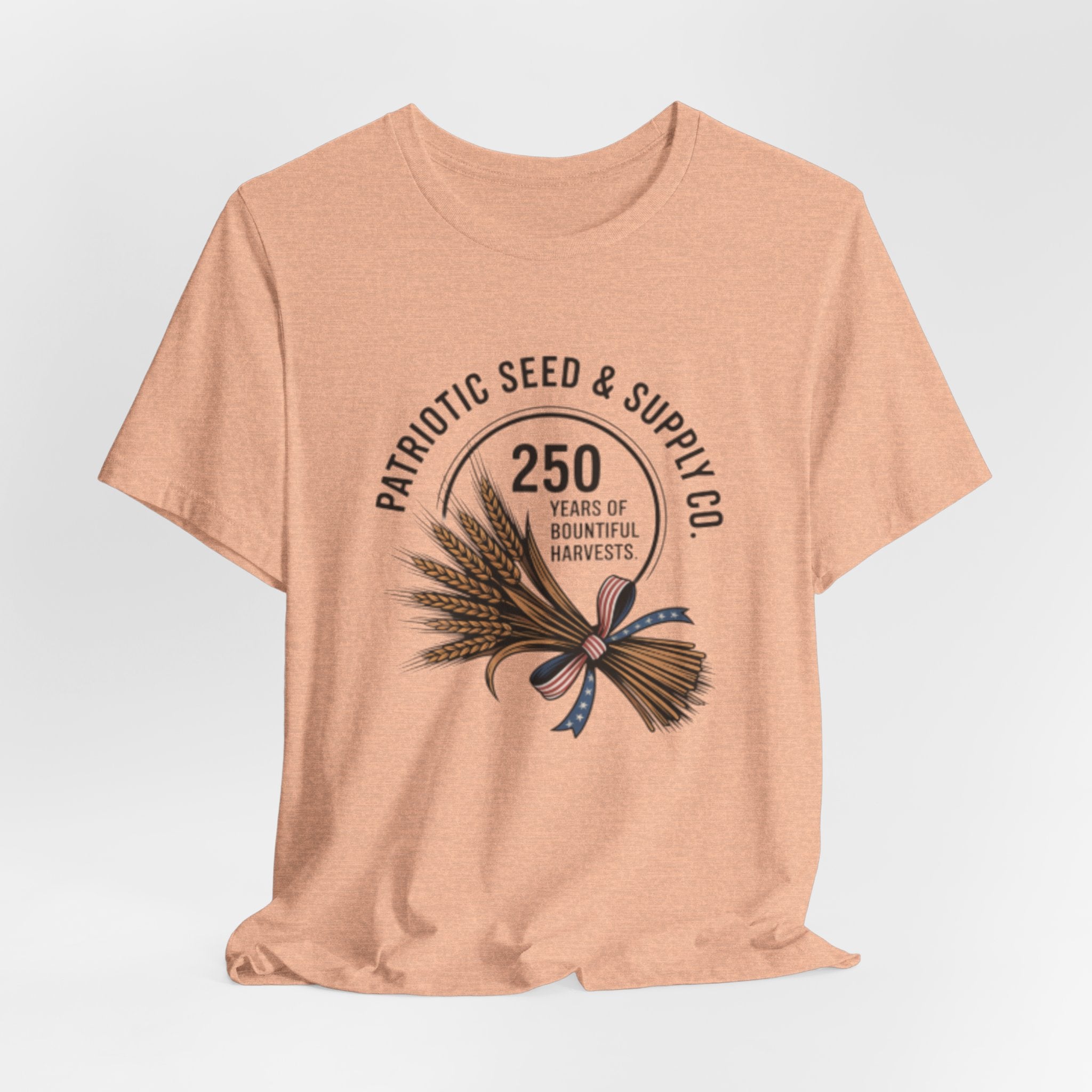 Patriotic Seed & Supply Co. T-Shirt — "250 Years of Bountiful Harvests" Rustic Wheat Graphic