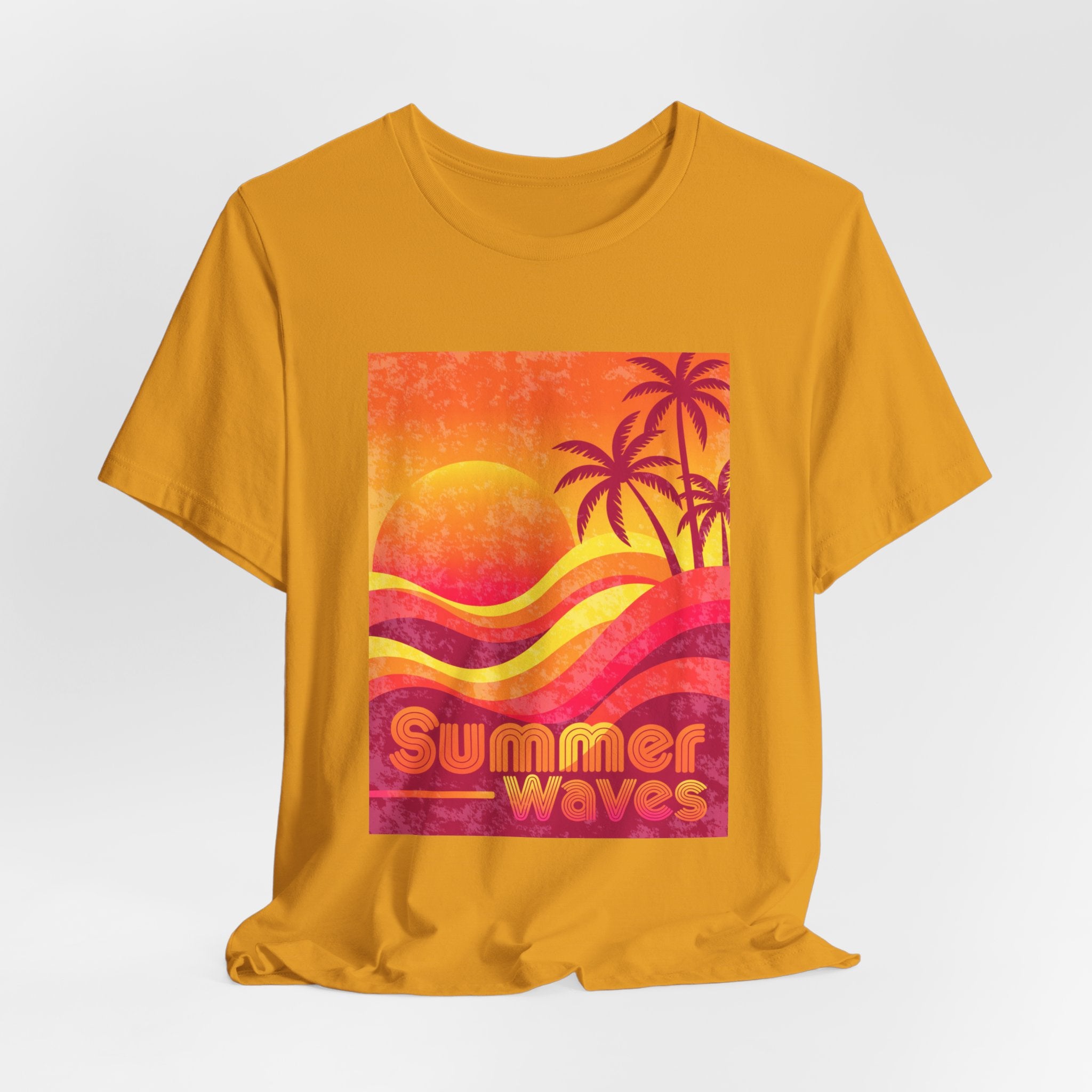 Summer Waves Retro Sunset Palm Beach Tee