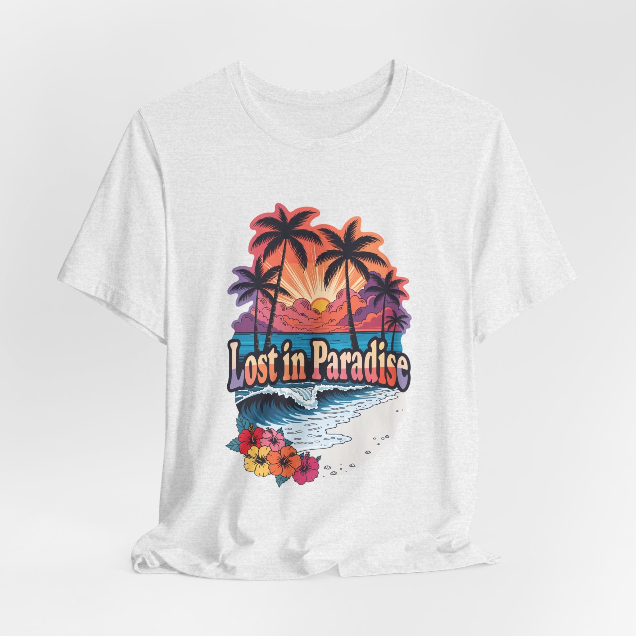Lost in Paradise Tropical Beach Sunset Tee