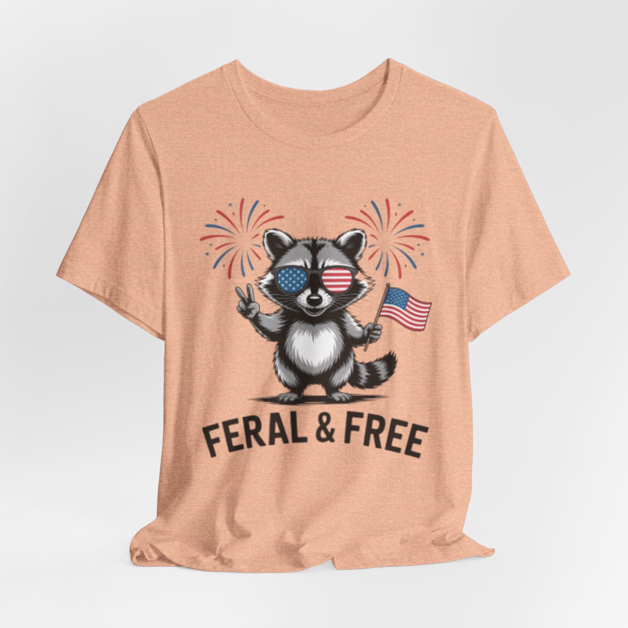 Feral & Free Patriotic Raccoon 4th of July Tee