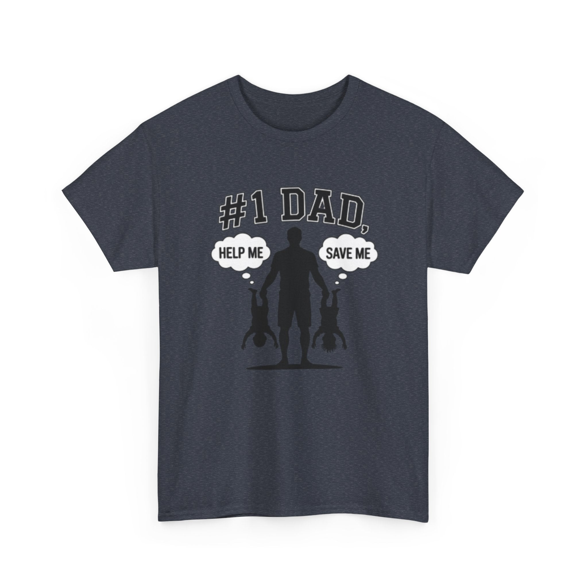 #1 Dad Silhouette T-Shirt | Funny Kids Hanging Help Me Save Me Tee