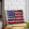 Floral American Flag Glass Cutting Board | Patriotic Kitchen Decor