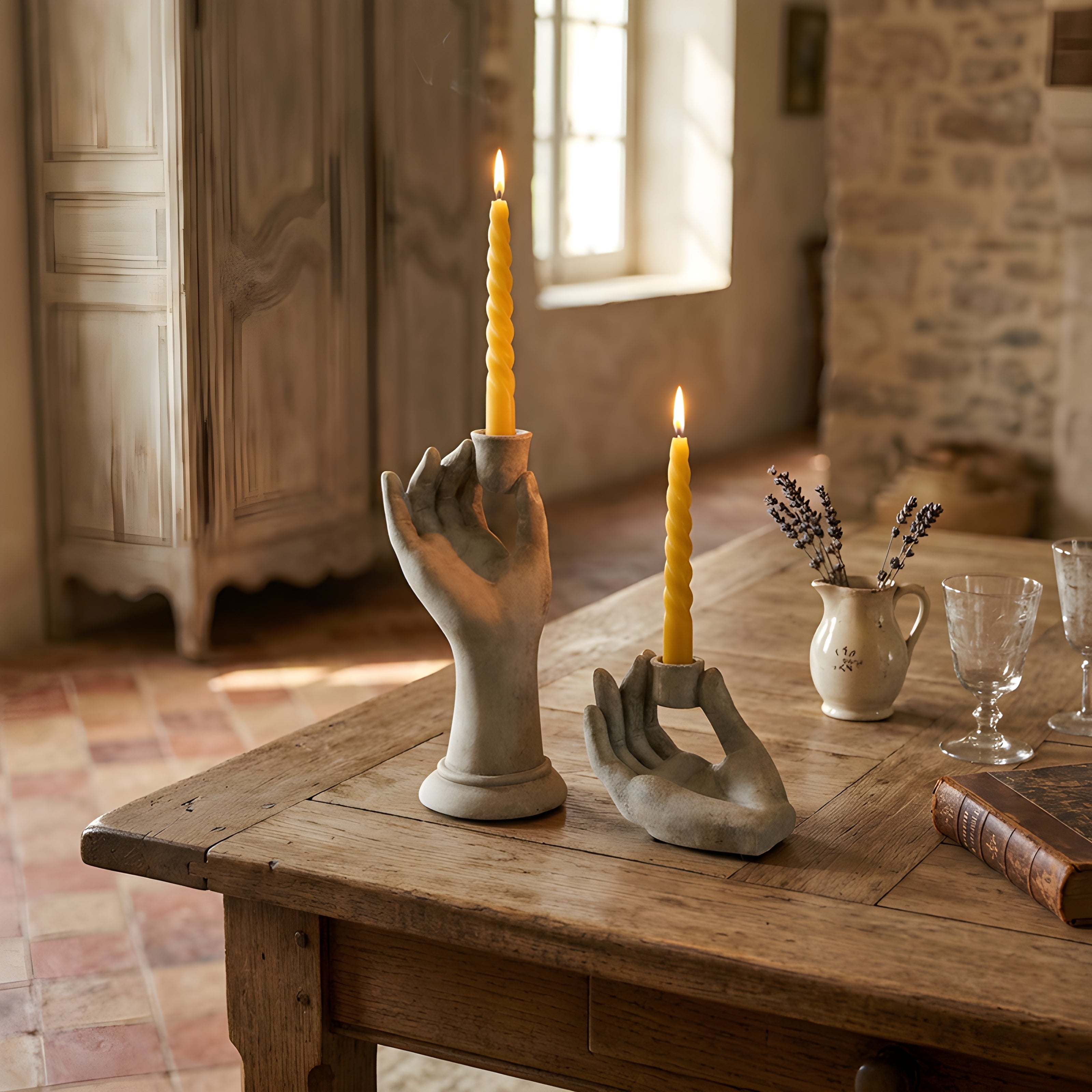 Romanesque Hand Taper Candle Holder