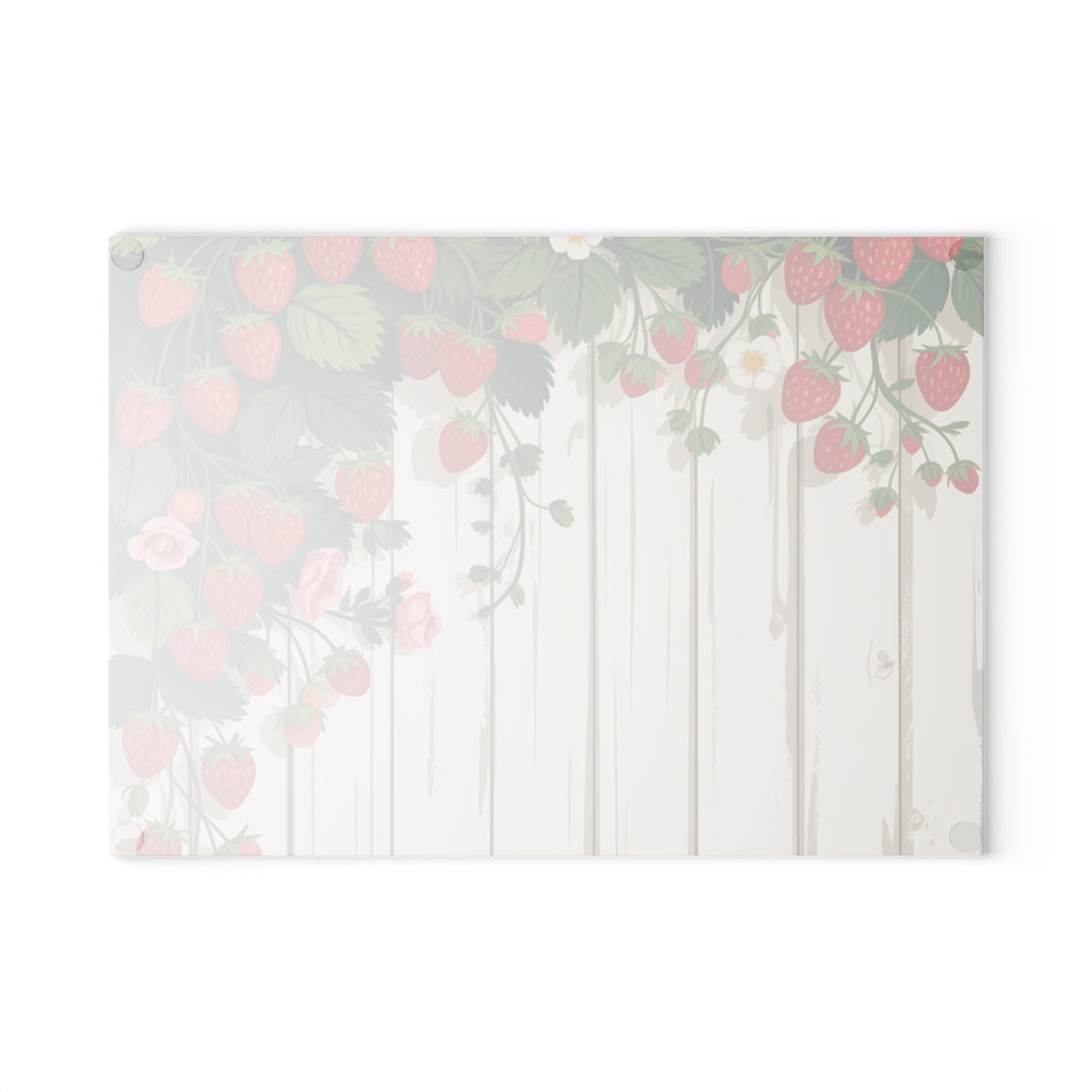 Strawberry Vine Glass Cutting Board | Rustic Farmhouse Kitchen