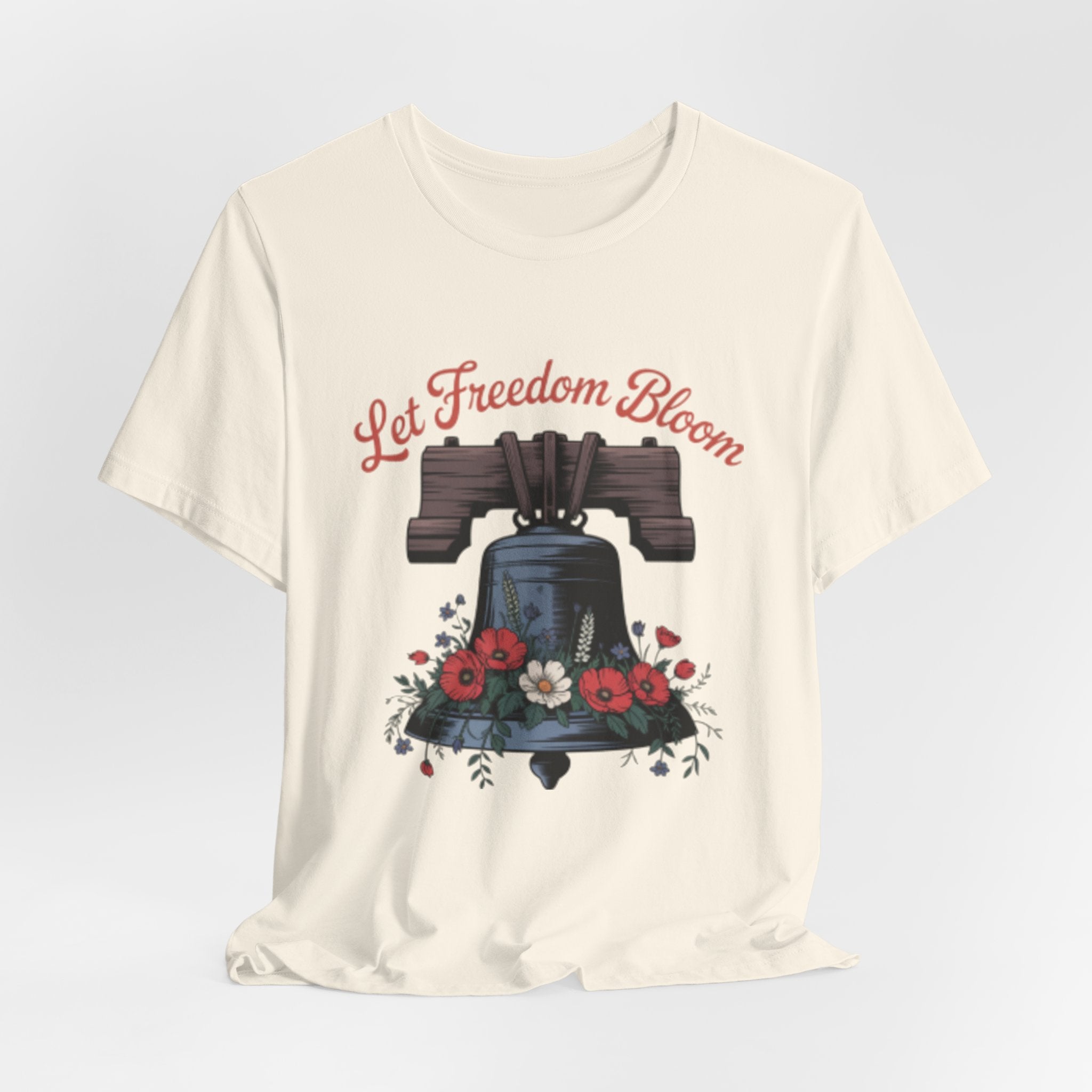 Liberty Bell Floral Tee — “Let Freedom Bloom” Patriotic Shirt