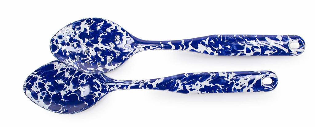 Golden Rabbit Enamelware 2-Piece Spoon Set – Cobalt Swirl