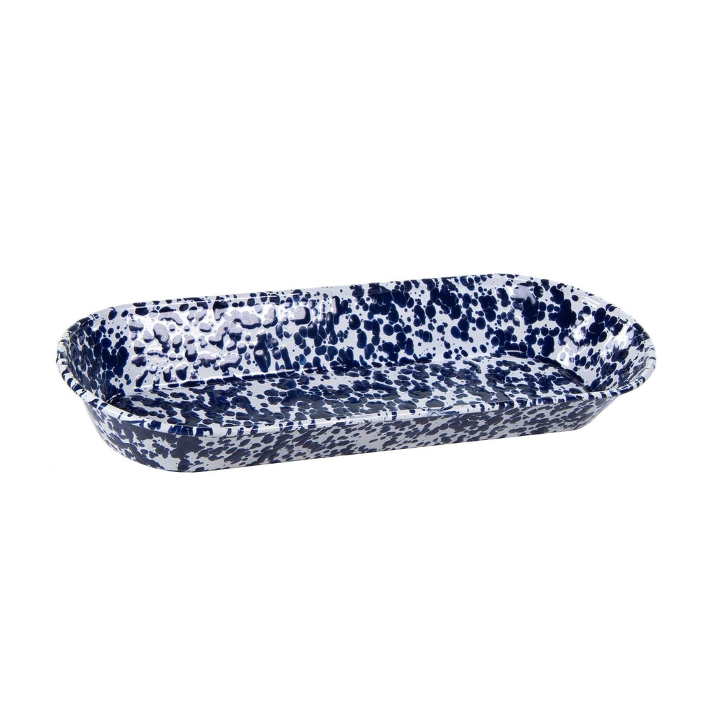 Golden Rabbit Enamelware 16" Oval Basket – Cobalt Swirl