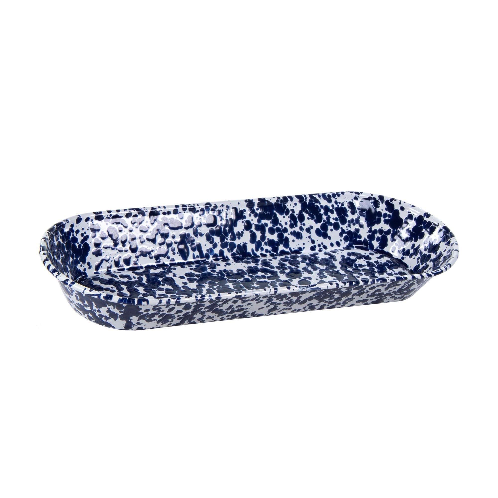 Golden Rabbit Enamelware 16" Oval Basket – Cobalt Swirl