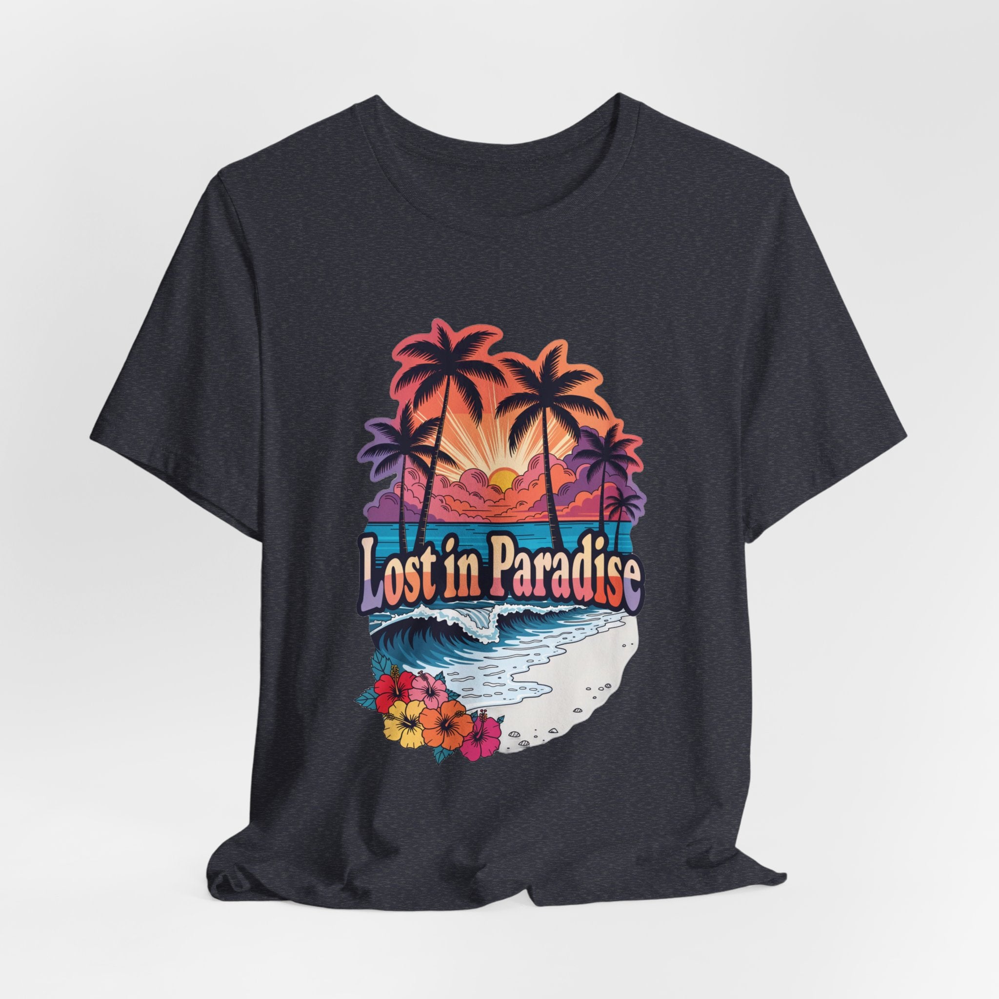 Lost in Paradise Tropical Beach Sunset Tee