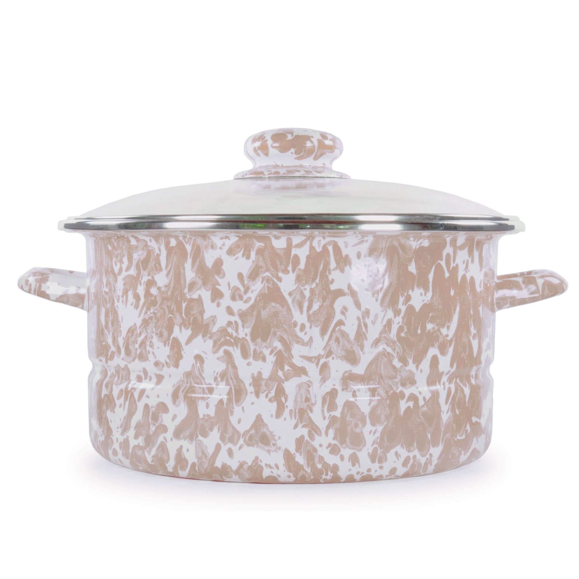 Golden Rabbit Enamelware 6 Qt Stock Pot – Black Swirl